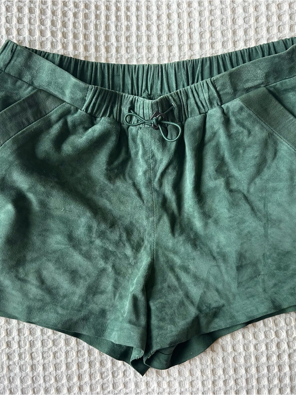 HM Genuine Leather Suede Green Shorts - Picture 6 of 7